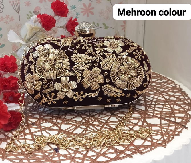 Womens Embroidery Design Round Oval Box Clutches Catalog
